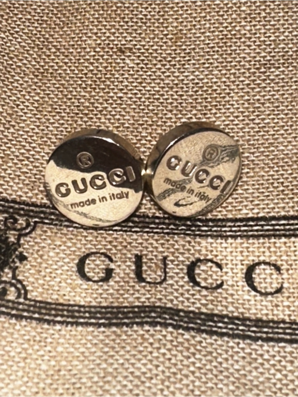 Gucci Silver Round Logo Earrings